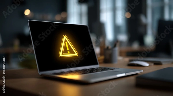Obraz Close-up office laptop warning