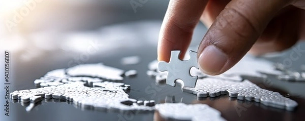 Obraz Placing puzzle pieces globally