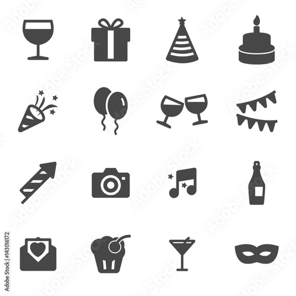 Fototapeta Vector black party icons set