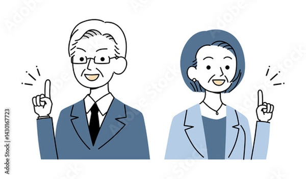 Fototapeta シニア世代　ビジネスシーン　イラスト素材