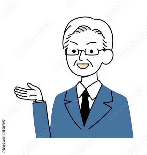 Fototapeta シニア世代のビジネスマン　案内　イラスト素材