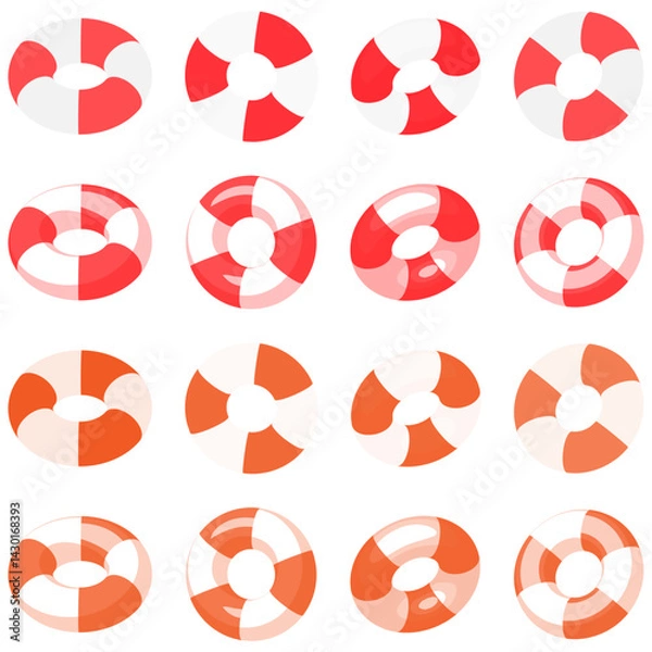 Obraz 浮き輪のイラスト バリエーション16個セット