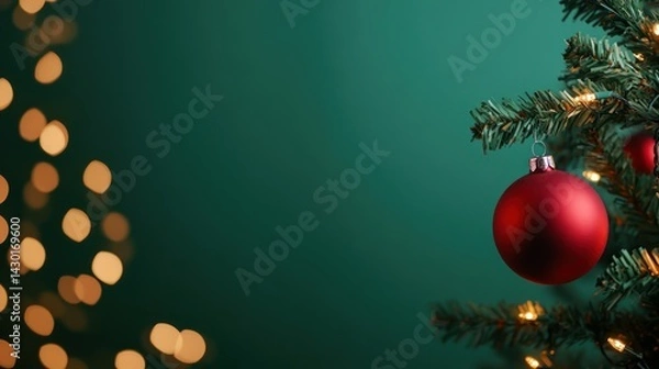 Obraz A close-up of a Christmas tree ornament with blurred lights in the background.