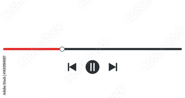 Fototapeta Flat icon of video player progress loading bar with time slider.