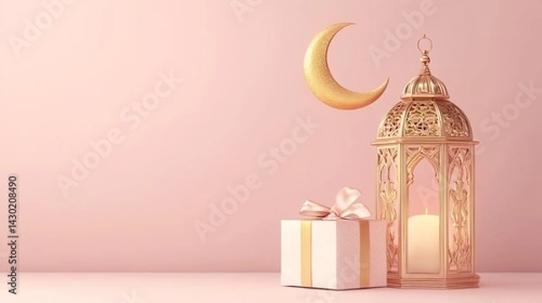 Fototapeta Elegant Arabic Calligraphy and Decorative Patterns for Eid al-Adha Greetings
