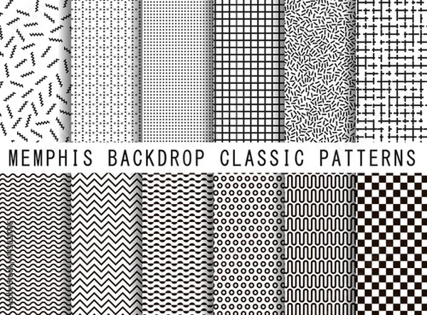 Obraz Memphis seamless pattern set