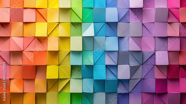 Fototapeta Geometric Rainbow Pattern of 3D Colorful Cubes