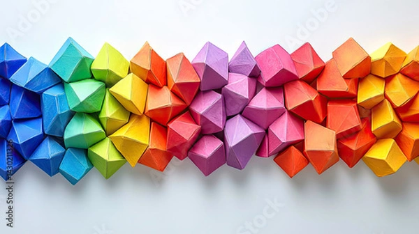 Fototapeta Geometric Rainbow Pattern of 3D Colorful Cubes
