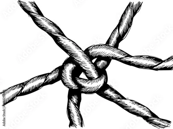 Fototapeta Tying strong knots for practical uses workshop setting graphic representation indoor environment close-up view craftsmanship technique