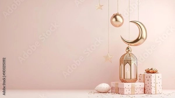 Fototapeta Elegant Arabic Calligraphy and Decorative Patterns for Eid al-Adha Greetings