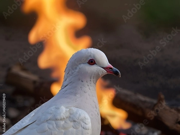 Fototapeta white dove on the rock