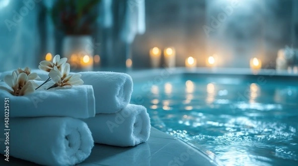 Fototapeta Serene Spa Relaxation: Indulge in tranquility with our luxurious spa treatments and unwind in our soothing atmosphere.
