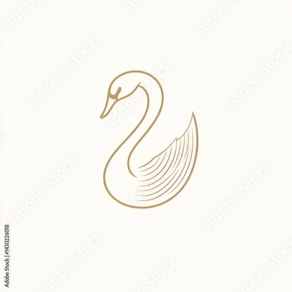 Fototapeta Elegant swan line art design