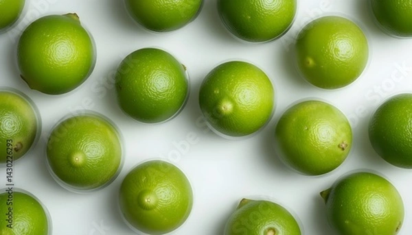 Fototapeta Fresh Green Limes Overhead View Flat Lay Design