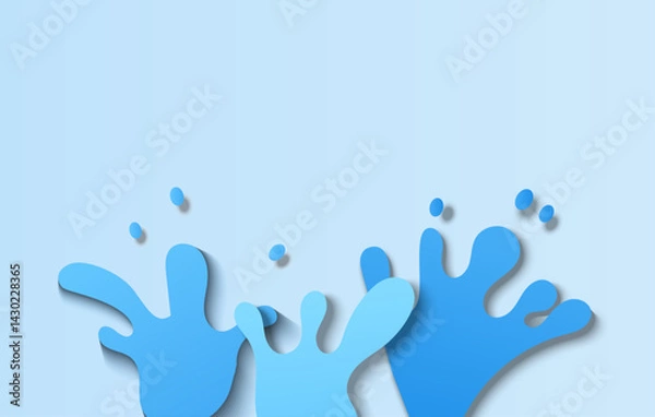 Fototapeta Paper cut style water splashes, vector banner with copy space.