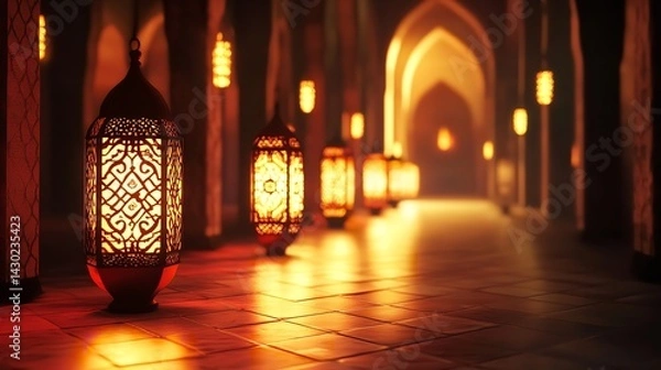 Fototapeta Elegant Arabic Calligraphy and Decorative Patterns for Eid al-Adha Greetings