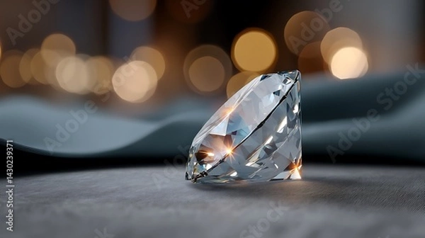 Obraz Sparkling Crystal Gemstone with Bokeh Background and Soft Lighting Effects Creating an Elegant Atmosphere