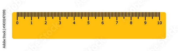 Fototapeta 10 centimeters ruler measurement tool with numbers scale. realistic school measuring rulers in flat style