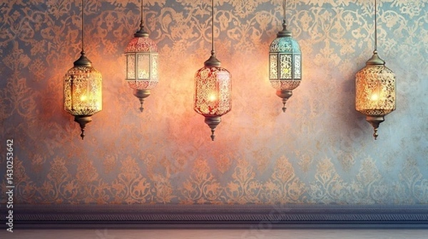 Fototapeta Elegant Arabic Calligraphy and Decorative Patterns for Eid al-Adha Greetings