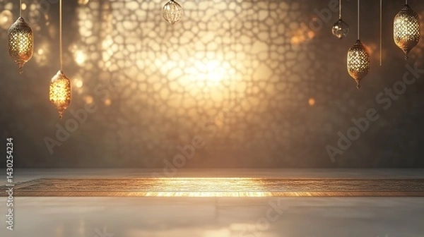 Fototapeta Elegant Arabic Calligraphy and Decorative Patterns for Eid al-Adha Greetings