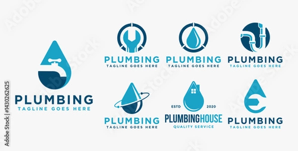 Fototapeta Set of Simple Plumbing logo vector on white background