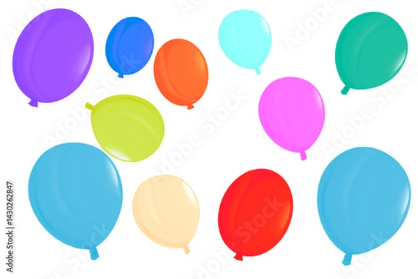 Fototapeta set of bunch of colorful balloons without background