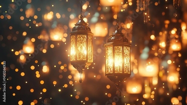 Fototapeta Elegant Arabic Calligraphy and Decorative Patterns for Eid al-Adha Greetings