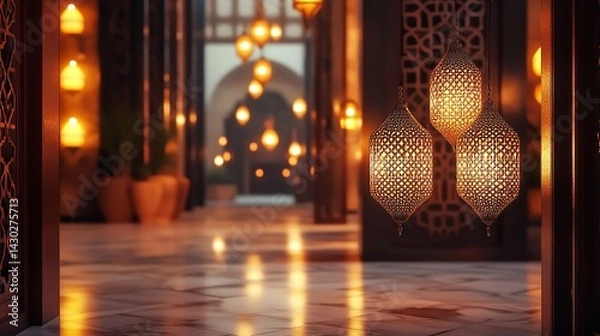 Fototapeta Elegant Arabic Calligraphy and Decorative Patterns for Eid al-Adha Greetings