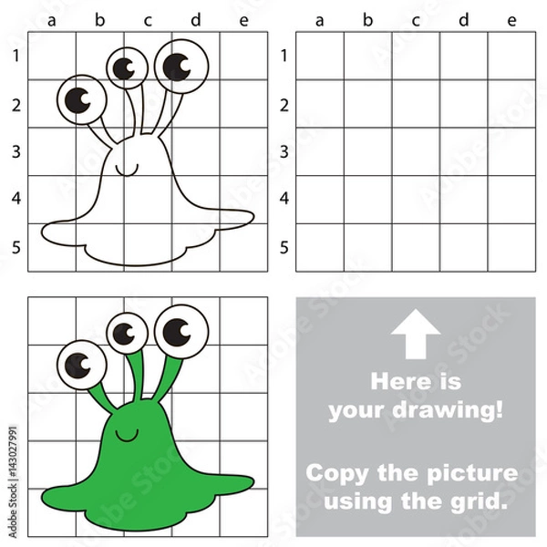 Obraz Copy the image using grid, the simple educational kid game.