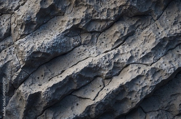 Fototapeta Close-Up of Weathered Rock Surface with Textured and Eroded Features