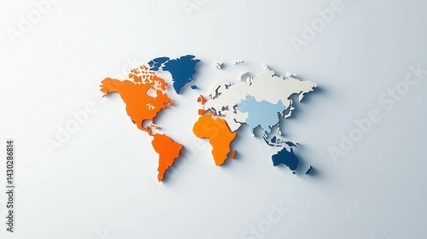 Obraz Stylized world map in vibrant colors on a soft background, representing global connections.