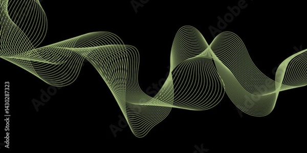 Fototapeta Modern multicolor gradient flowing wave lines, Parallel lines of vibrant color, Stylized line art background, curving and wavy gradient lines against a black background.	