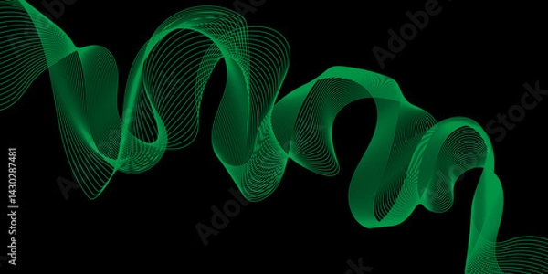 Fototapeta Modern multicolor gradient flowing wave lines, Parallel lines of vibrant color, Stylized line art background, curving and wavy gradient lines against a black background.	
