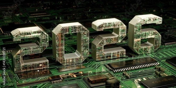 Fototapeta new year 2026 digital background with futuristic circuit board structure