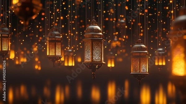 Fototapeta Elegant Arabic Calligraphy and Decorative Patterns for Eid al-Adha Greetings