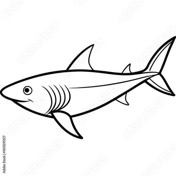 Fototapeta One-Line Mako Shark Vector