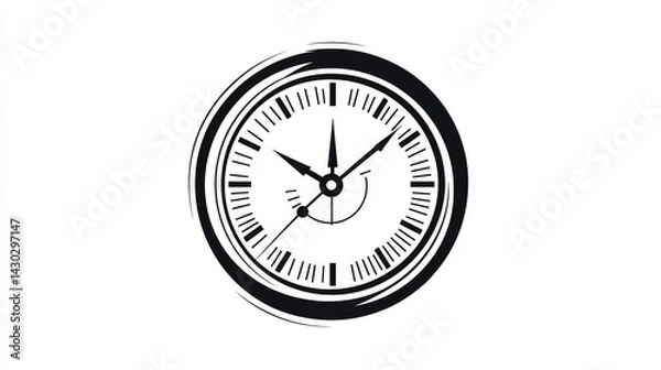 Fototapeta 27.A linear-style illustration of a circular clock face, featuring bold black outlines, evenly spaced tick marks, and editable stroke settings for customization.