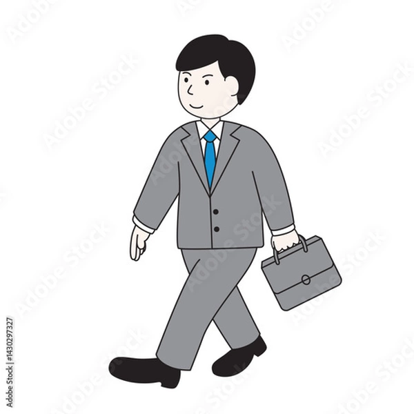 Fototapeta スーツ姿で歩く男性のイラスト