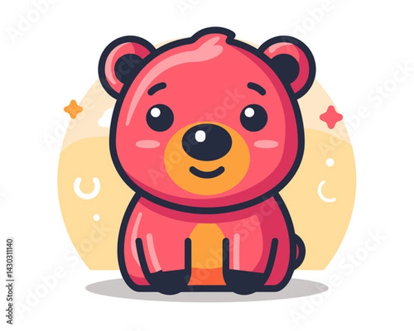 Fototapeta Cute cartoon bear character. Vector illustration in a flat style.