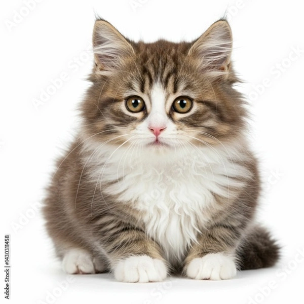 Fototapeta Endearing Fluffy Kitten with Tabby Markings in a Cute Portrait