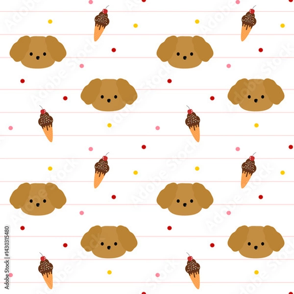 Fototapeta seamless pattern with teddy bears and ice cream