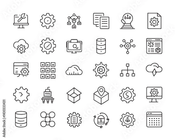 Fototapeta developer tools   line art Icon Set