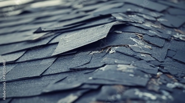 Fototapeta Weathered and Damaged Roof Shingles