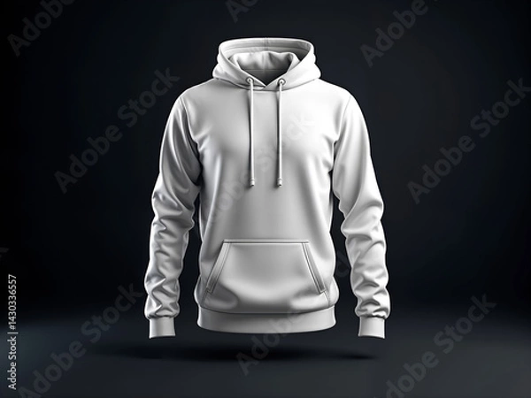 Obraz Front view of white hoodie on black background, clean and minimal fashion mockup. Generative AI