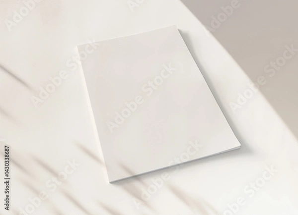 Obraz Magazine cover with soft shadows Mockup. Blank template of a catalog on white. 3D rendering