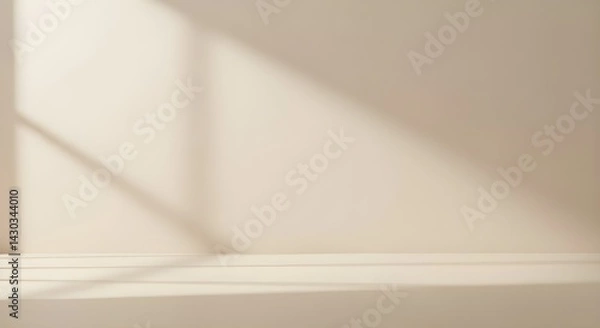 Fototapeta 
Minimal Beige Corner Studio with Natural Light and Shadows, Modern Interior, Product Background, Empty space