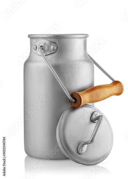 Fototapeta aluminum milk can isolated on white background with clipping path