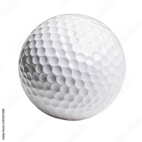 Fototapeta A close-up of a white golf ball with a textured surface, suitable for sports themes. On transparent background.