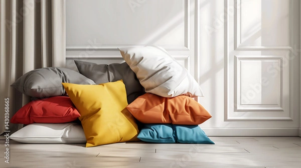 Obraz stacked pillows mockup