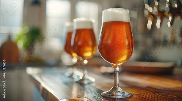 Obraz The glass is used to serve fresh, frothy beer.